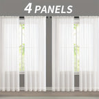 Sheer Gauze Curtains 4 Panels Rod Pocket – Dreamy Transparent Light Filtering Window Drapes for Living Room Bedroom Balcony, 11 Colors 3 Sizes