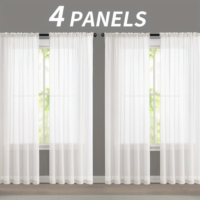 Sheer Gauze Curtains 4 Panels Rod Pocket – Dreamy Transparent Light Filtering Window Drapes for Living Room Bedroom Balcony, 11 Colors 3 Sizes