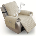 Quilted Recliner Sofa Cover Anti-Slip Wear-Resistant 4-Layer Fabric Dual Side Pockets Machine Washable Pet Home Bedroom Living Room 10 Colors 2 Sizes