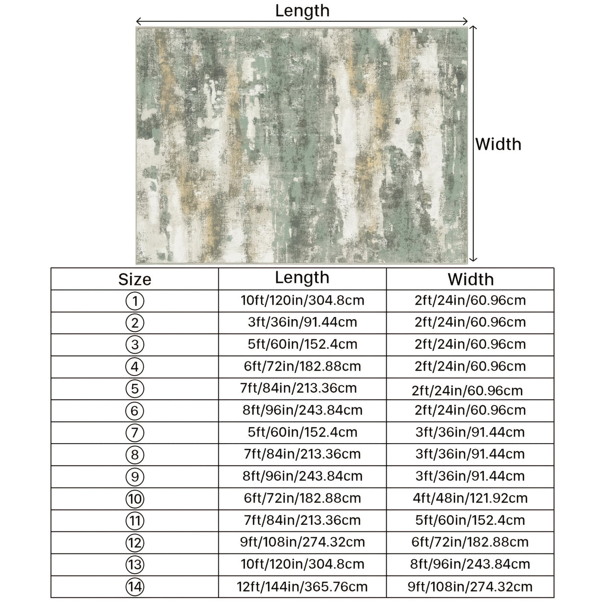 Modern Abstract Area Rug Low Pile Machine Washable Non-Slip for Living Room, Bedroom & Dining – Sage Green, Blue & Dark Grey, 4 Oversized Options