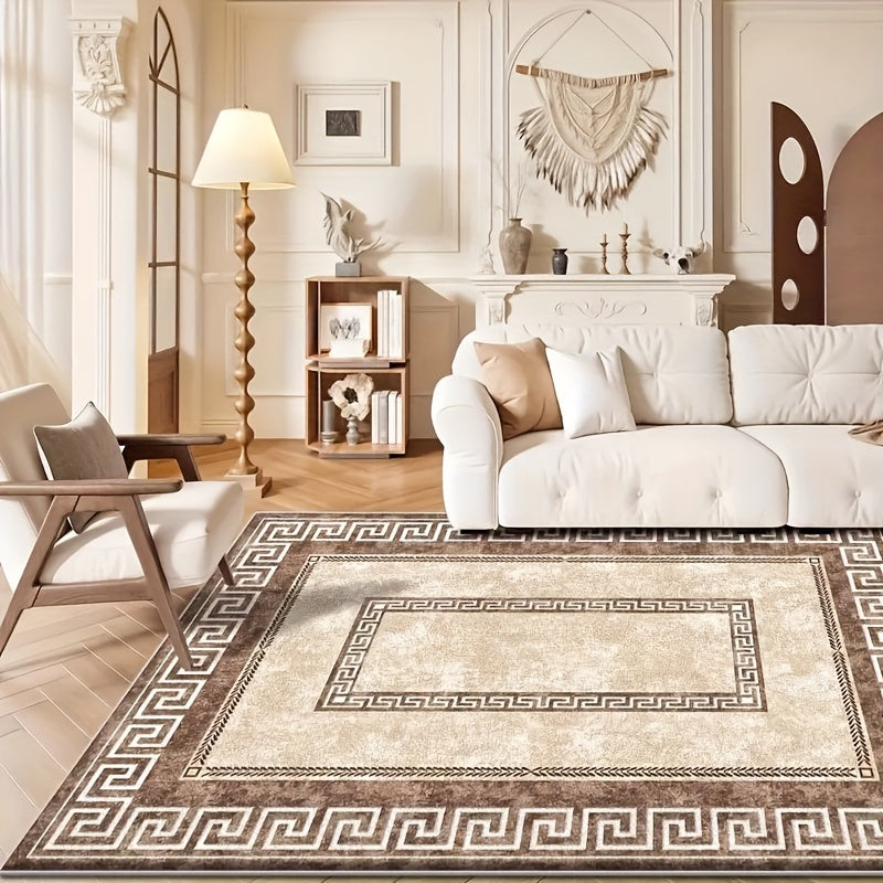 Modern Geometric Area Rug Non-Slip, Vintage Large Print Indoor Carpet for Living Room Bedroom Dining Room Home Office, 4 Sizes Available