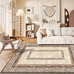 Modern Geometric Area Rug Non-Slip, Vintage Large Print Indoor Carpet for Living Room Bedroom Dining Room Home Office, 4 Sizes Available