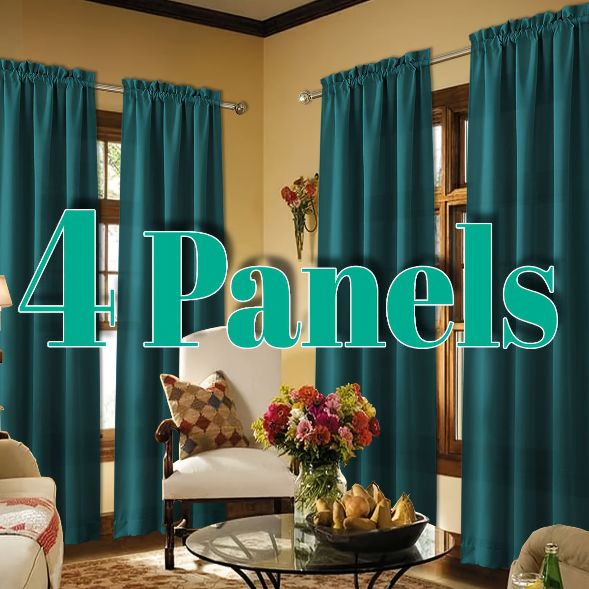 Light Filtering Curtains 4 Panels Solid Color Rod Pocket – Soft Brushed Sheer Window Drapes for Living Room Bedroom Office, 8 Sizes 10 Colors