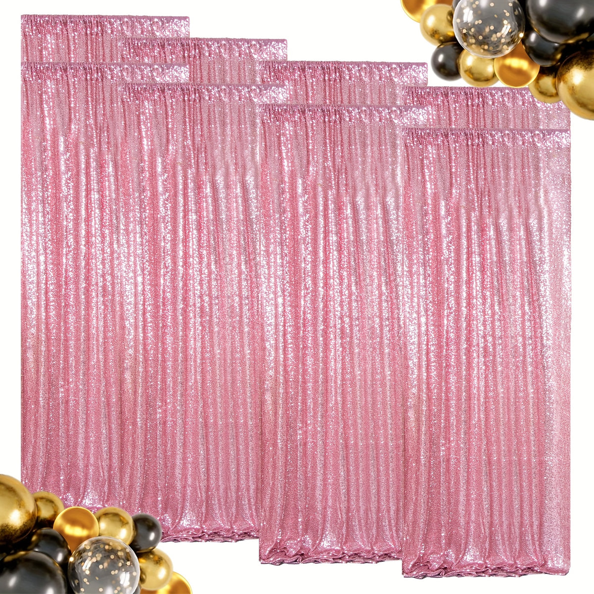 Sequin Backdrop Curtains – Glitter Party & Wedding Background Panels, 2ft×8ft per Panel, 4/6/8 Panel Sets, 29 Colors for Birthday, Stage, Bridal & Event Decor