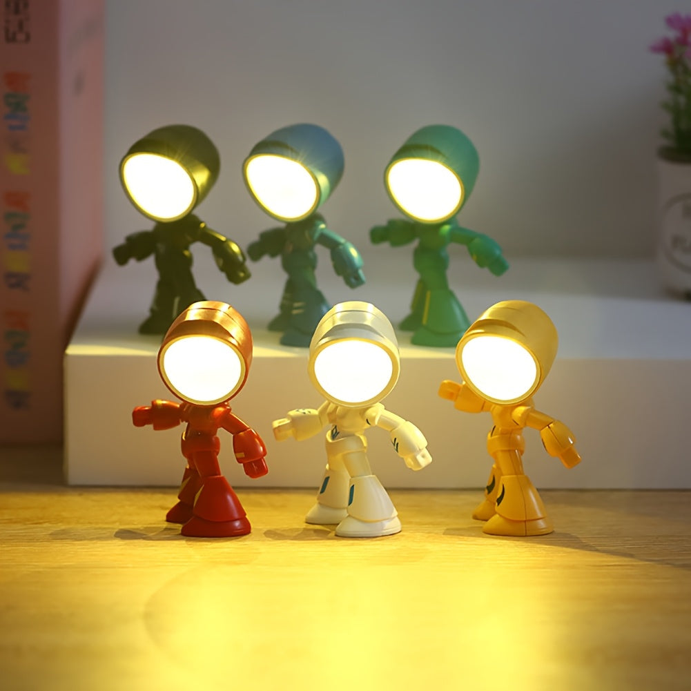 LED Robot Night Light Mini Cute Cartoon Desk Lamp Desktop Decoration for Kids Bedroom Office Holiday Birthday Gift