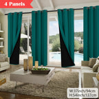 100% Blackout Curtains 4-Panel – Coated Lining Grommet Top for Total Darkness, Privacy Drapes for Bedroom Living Room Kitchen Bathroom, 8 Colors 9 Sizes