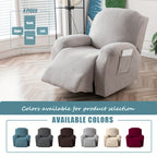 Jacquard Leaf Recliner Chair Cover 4-Piece Stretch Slipcover with Storage Pocket | Furniture Protector for Living Room Recliner, 6 Colors — Dark Gray Beige Wine Red Light Grey Chocolate Light Blue