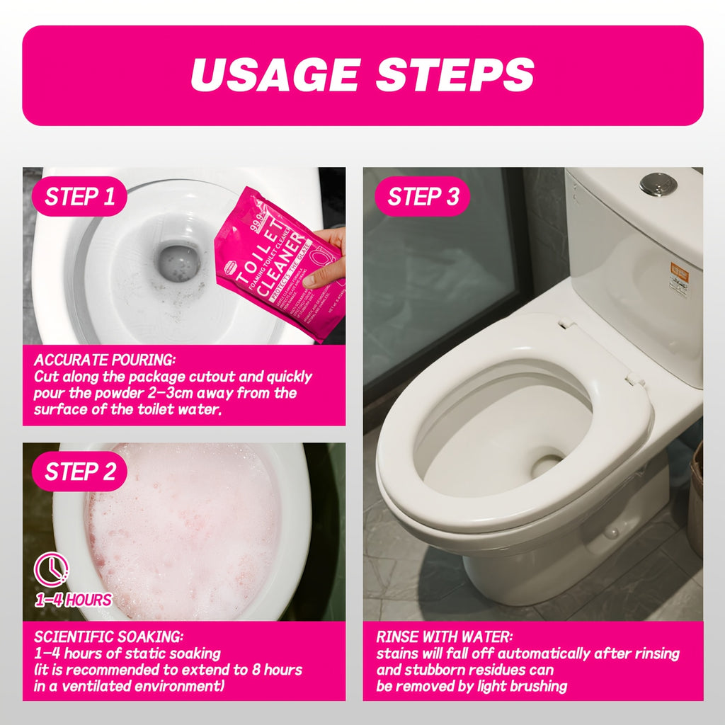 Foam Toilet Powder Cleaner 5 Pack – Fast-Acting Stain Remover, Drain Unclogger & Deodorizer for Toilets, Ocean & Floral Scent, No Harsh Chemicals, Travel & Home Use