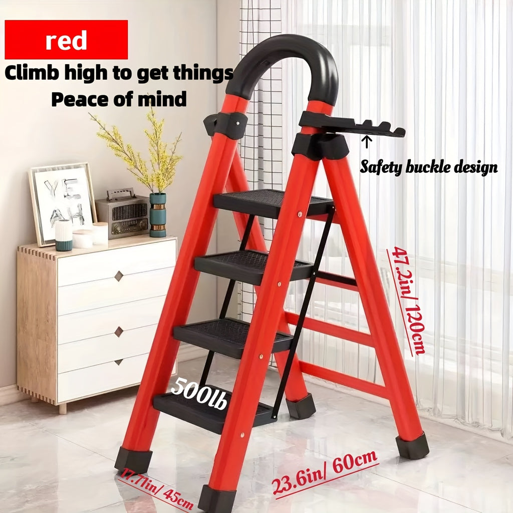 Heavy-Duty Folding Step Ladder 2 3 4 5 Step 500 Lbs Capacity Non-Slip Lightweight Portable Plastic Stepladder for Home and Industrial Use