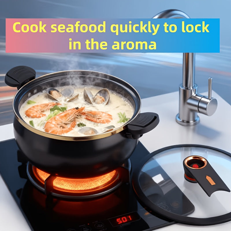 Non-Stick Stockpot 8.45QT with Twist Lock Handle – Large 2.11 Gallon Soup & Stew Pot Compatible with Induction Cooker, Gas & Electric Stovetop