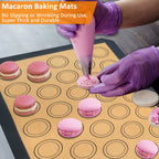 Silicone Macaron Baking Mat Set of 4 - Non-Stick Reusable Oven Liner & Pastry Mat, Heat Resistant -40°C to 250°C, Dishwasher Safe, 16.6x11.6 Inch for Cookies, Macarons & Pastries