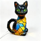 USB Glowing Cat Statue Collectible Figurine – Cute Pet Cat Themed Night Light Sculpture, Home Decoration Accent for Cat Lovers, Holiday Gift, Family Living Room Desk Decor