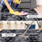 Tie-Dye Shaggy Plush Area Rug Non-Slip Fuzzy Soft Bedside Carpet Pet Friendly for Bedroom Living Room Dorm 5 Colors