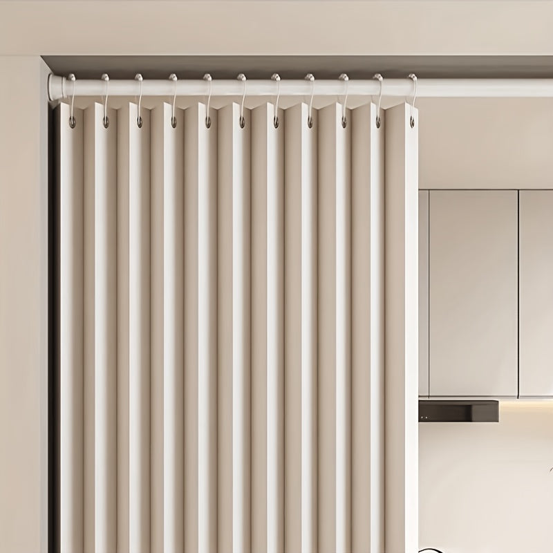 Heavyweight Polyester Door Curtain Panel – No-Drill Sliding Room Divider Screen with Folding Track for Living Room, Bedroom & Doorway, Machine Washable
