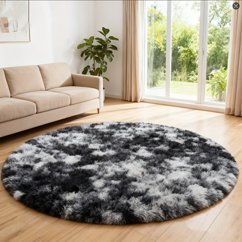 Tie Dye Round Area Rug Soft Plush Shaggy Circle Floor Mat Non-Slip for Living Room Bedroom Dorm – Boho Rainbow & Solid Colors 4x4 5x5 6x6 7x7 8x8 Ft | Home Decor Aesthetic