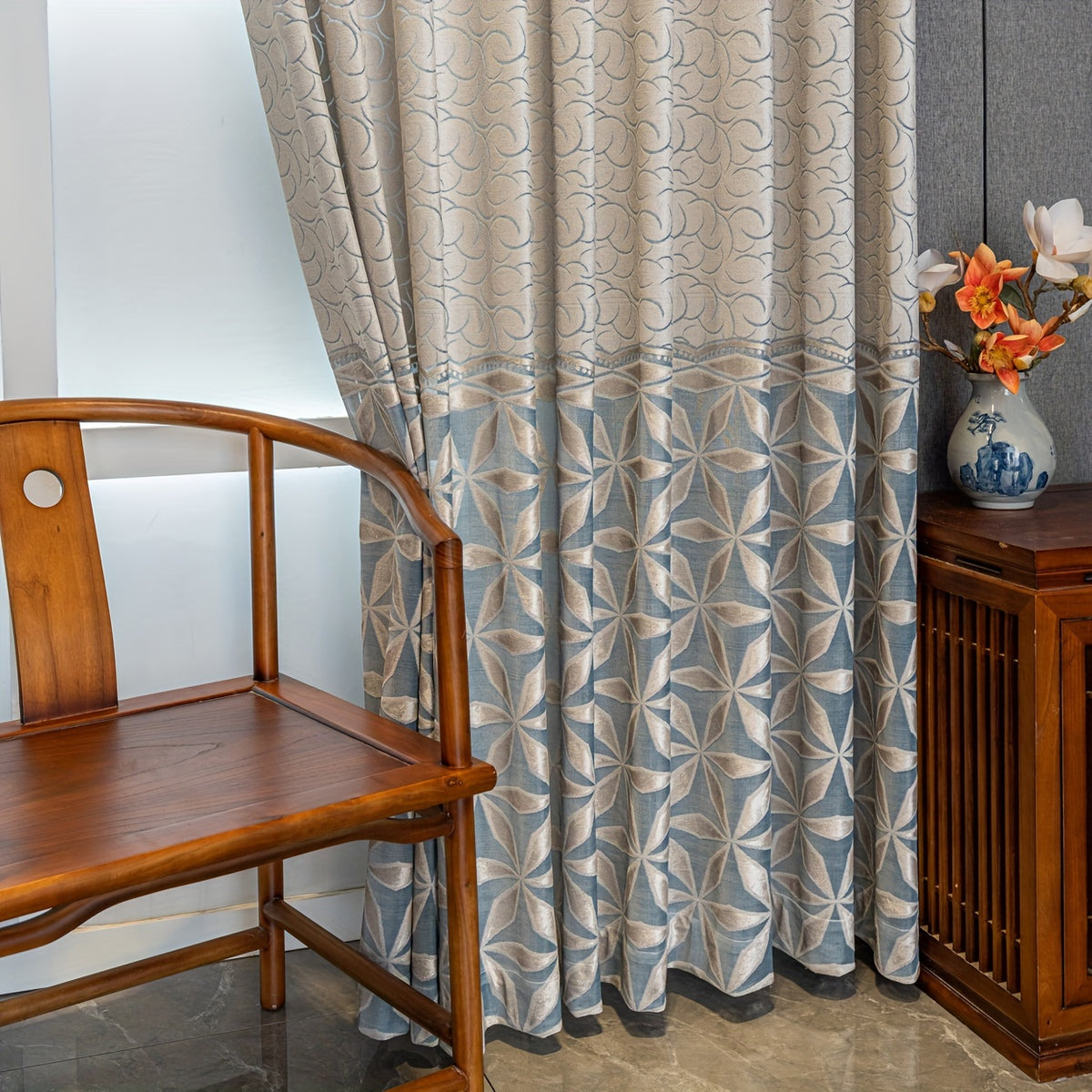 American Retro Velvet Curtains Set of 2 Panels - Semi-Sheer Contrast, Top Loop, Bedroom Living Room Study Home Decor