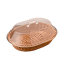 Oval Woven Rattan Bread Basket with Lid – Handcrafted Seagrass Food Basket for Serving, Storage & Display – Ideal for Bread, Fruit & Vegetables – Kitchen & Dining Decor, Tea & Beige