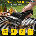 Cordless Electric Grill Brush – 800 RPM Rotating BBQ Cleaning Tool, 2000mAh Rechargeable, 304 Stainless Steel Bristles, Includes Replacement Head & Gloves, Portable Outdoor Grill Scrubber