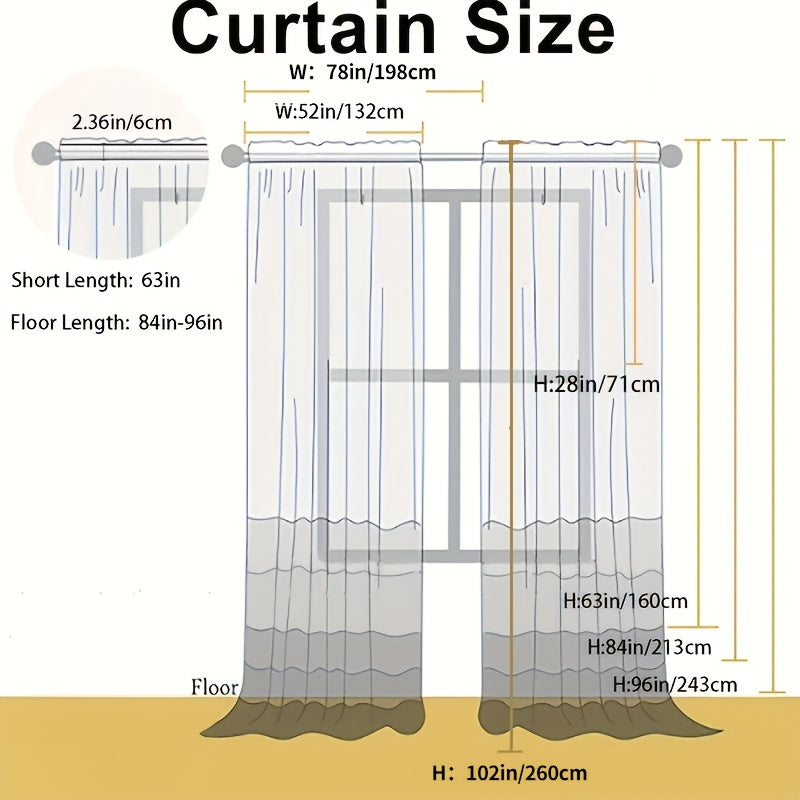Sheer Curtains Embroidered Floral 2 Panels - White Gauze Pole Pocket Drapes, Sunlight Filtering Window Curtains for Living Room Bedroom Dining Room Balcony Wedding Decor