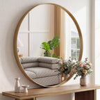 Round Wall Mirror 20 24 28 30 Inch – Circle Vanity Mirror for Bathroom, Bedroom & Living Room | Anti-Rust Modern Decor | Black & Gold
