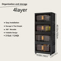 Collapsible Storage Locker with Locking Wheels – 4/5 Tier Double Door Plastic Bin Organizer, Stackable Space-Saving Storage Cabinet for Closet, Dorm, Office, Garage, Bedroom & Gym