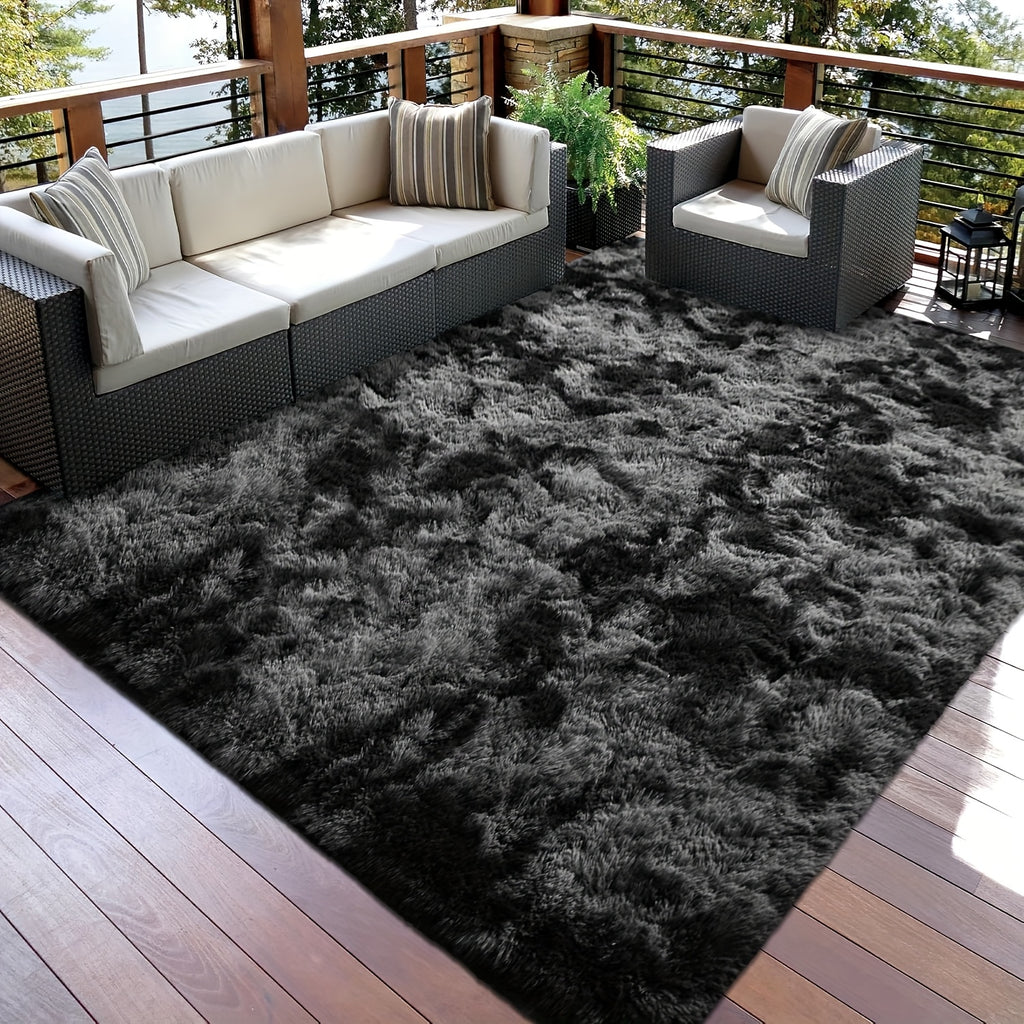 Shaggy Runner Rug Soft Fluffy Area Rug Non-Slip Plush Carpet for Bedroom Hallway Dorm Living Room – Jacquard & Tie-Dye Colors, 2x6 3x5 6x9 8x10 Feet