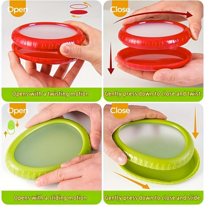 Silicone Fruit & Vegetable Fresh Keeper Set - Reusable Produce Saver Containers for Avocado, Onion, Tomato, Lemon, Garlic & Potato, Fridge Storage, 6 or 8 Piece Set