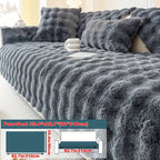 Faux Rabbit Fur Plush Sofa Cover Thick Milkskin Split Slipcover Cozy Winter Warmth Pet Friendly Machine Washable 1 2 3 4 Seater Living Room Bedroom Office