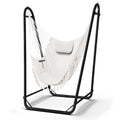 U-Shaped Hammock Chair Stand Double Tube Steel 350 lbs Capacity Rust-Resistant Powder Coat Indoor Outdoor Hanging Lounge Chair with Side Pocket Free Grey Swing