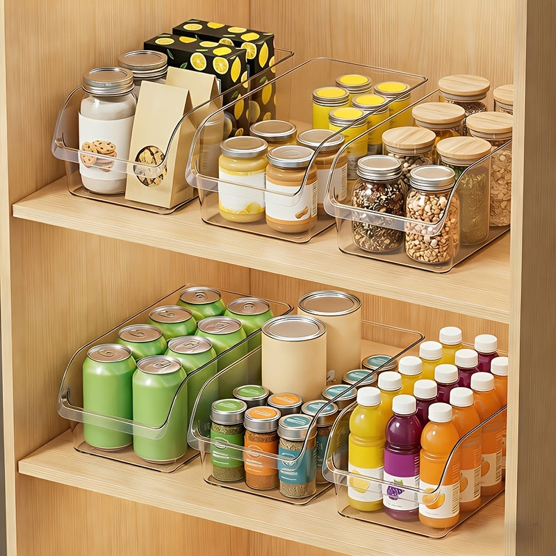 Clear Plastic Storage Bins Set of 3 or 6 – Stackable Transparent Organizer Containers for Cosmetics, Snacks, Beverages & Face Masks | Multi-Size for Pantry, Refrigerator, Bathroom & Vanity Countertop