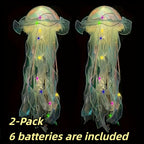 LED Jellyfish Chandelier Lights Color Changing, Set of 2 Hanging Outdoor Garden Tree Lights for Christmas, Halloween, Gender Reveal & Mood Lighting, Battery Powered