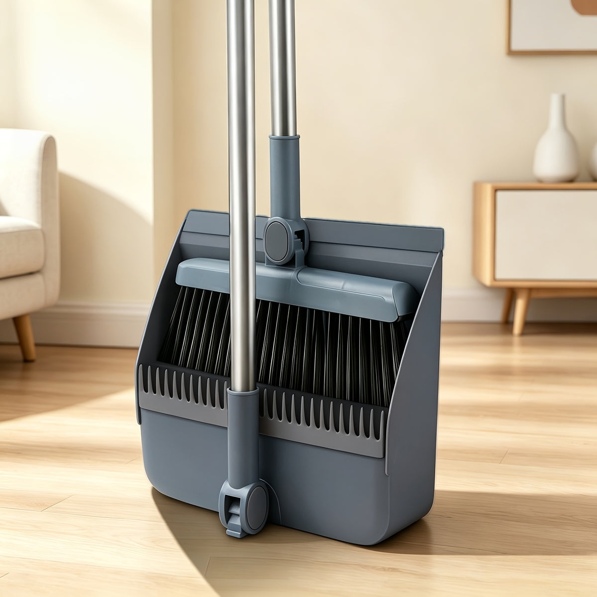 Broom and Dustpan Set 3-in-1 4-in-1 Long Handle Non-Stick Hair Foldable Rotatable Floor Sweeper for Home Office Outdoor Hardwood Tile Indoor Cleaning