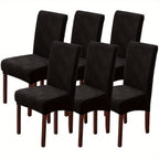 Stretch Jacquard Dining Chair Covers 4/6 Pack – Polar Fleece Slipcovers with Elastic Band, Removable Washable Chair Protector for Dining Room Kitchen Hotel Restaurant Home Decor