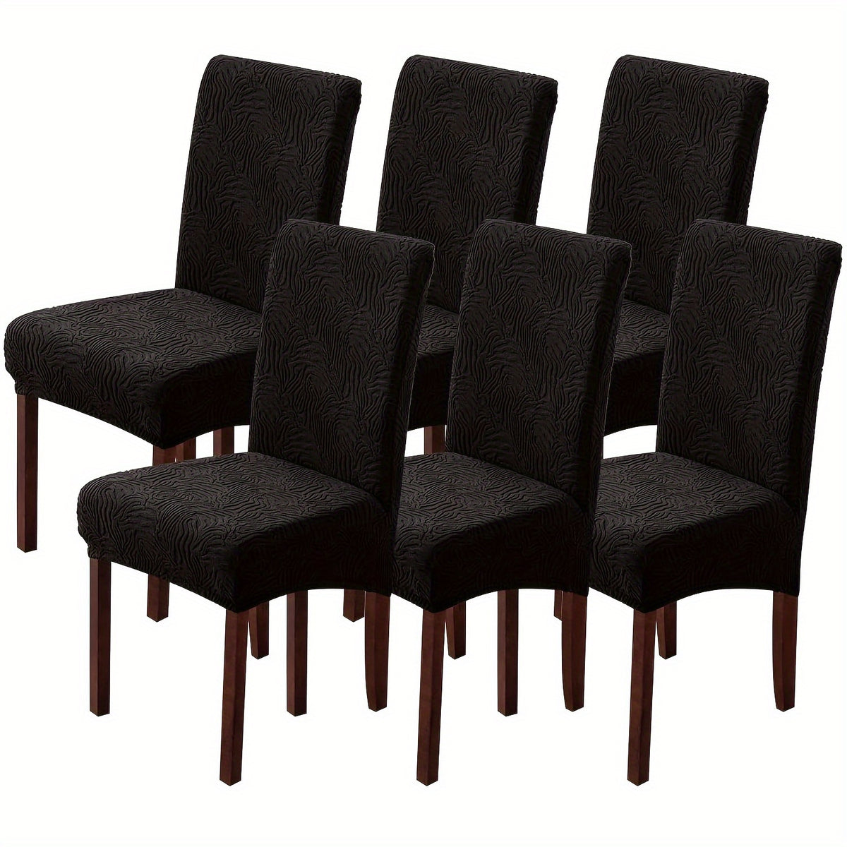 Stretch Jacquard Dining Chair Covers 4/6 Pack – Polar Fleece Slipcovers with Elastic Band, Removable Washable Chair Protector for Dining Room Kitchen Hotel Restaurant Home Decor