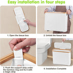 Bamboo Toilet Paper Storage Basket with Lid Holds 12 Rolls, Multi-Functional Bathroom Organizer with Tissue Holder Hook – Countertop Bathroom Decor, Black, Gray, White & Purple