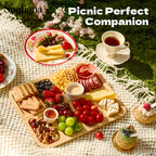 Bamboo Charcuterie Board Cheese Tray with Transparent Acrylic Snap-On Lid 8 Compartment Portable Serving Platter for Parties Camping Holidays