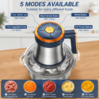 Food Processor 5L 500W Electric Meat Grinder & Vegetable Chopper - 6 Blades, 5 Speed Settings, Stainless Steel Bowl, 3 Attachments for Mincing Meat, Garlic, Baby Food Prep - Home Kitchen MG-1001