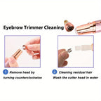 Electric Eyebrow Trimmer 2 Pack USB Rechargeable Painless Precision Hair Remover Women - Face Leg Lip Armpit Portable Razor Pink Rose Gold