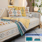 Embroidered Chenille Sofa Slipcover Bohemian Geometric Floral Pattern | Non-Slip Machine Washable Couch Cover for 1-2-3-4 Seater with Armrest & Pillow Cover Options, 6 Colors