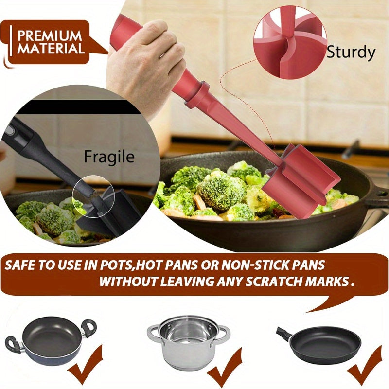 3-Piece Handheld Mixing Spatula & Chopper Set – Break-Resistant, Heat-Resistant Non-Stick Blend & Chop Tool – Potato Masher, Salad Chopper & Food Grinder – Kitchen Essentials