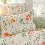 Floral Duvet Cover Set 3-Piece Soft Breathable Polyester – Flowers & Plants Print Comforter Cover with Zip Closure, Twin Full Queen King Bedding Set No Insert