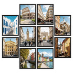 Black Picture Frames 11x14 Bulk Set 10pcs – Fits 8x10 with Mat or 11x14 Without, HD Acrylic Cover, Easy Wall Mounting, Multi Photo Frame Collage for Home, Office & Gallery Wall Display