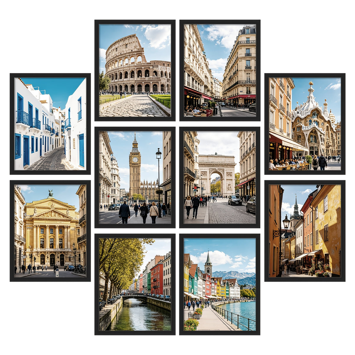 Black Picture Frames 11x14 Bulk Set 10pcs – Fits 8x10 with Mat or 11x14 Without, HD Acrylic Cover, Easy Wall Mounting, Multi Photo Frame Collage for Home, Office & Gallery Wall Display