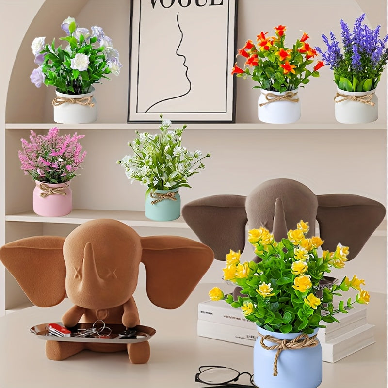 Artificial Potted Plants Set of 6 - Mini Fake House Plants with Pots and Realistic Faux Greenery - Low-Maintenance Plastic Plants for Office Desk, Shelf, Tabletop, Doorway and Year-Round Home Decor
