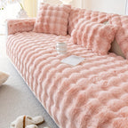 Faux Rabbit Fur Plush Sofa Cover Thick Milkskin Split Slipcover Cozy Winter Warmth Pet Friendly Machine Washable 1 2 3 4 Seater Living Room Bedroom Office