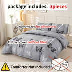 Gray Butterfly Print Duvet Cover Set 3pcs Black White Butterfly Quilt Cover with Pillowcases Twin Full Queen King