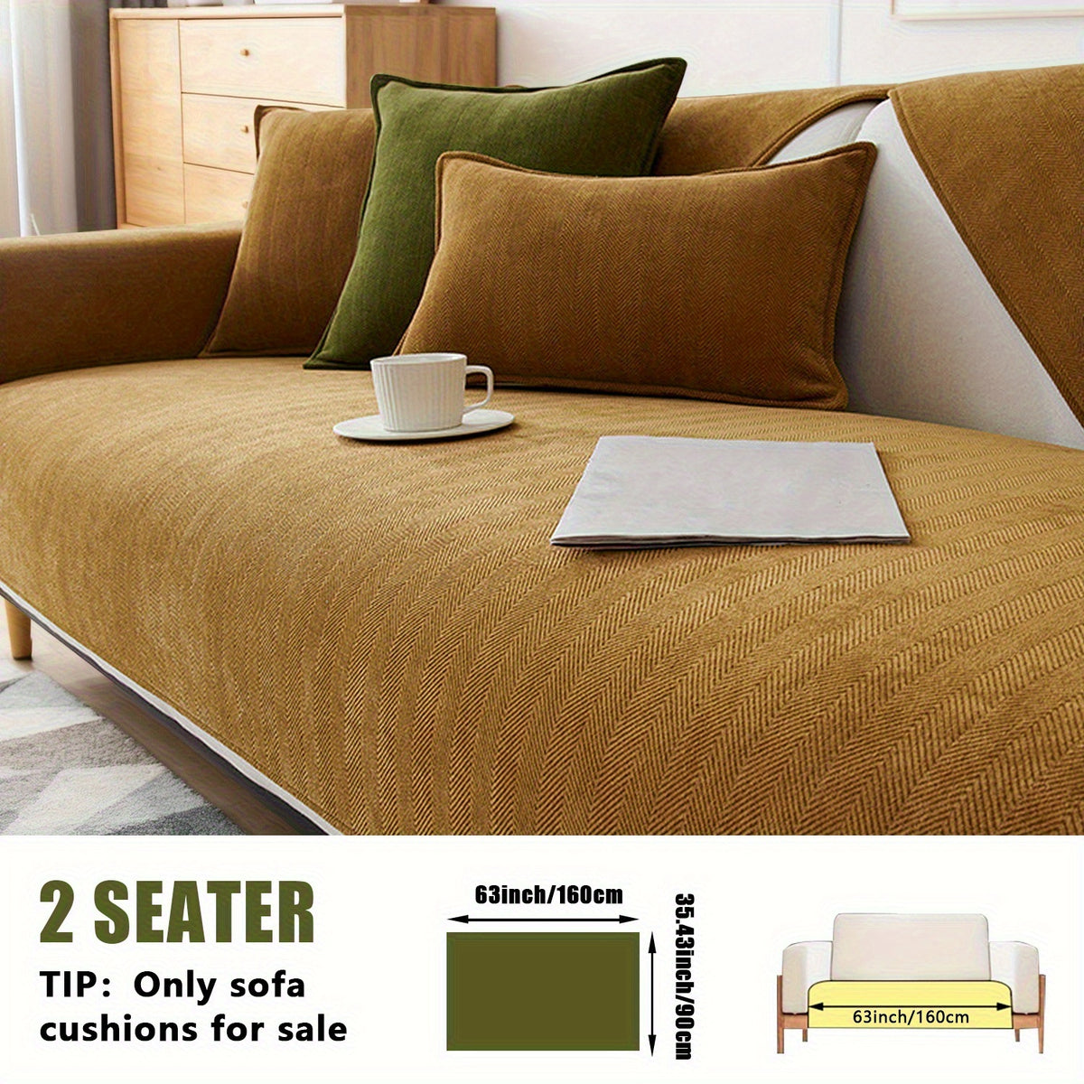 Chenille Ribbed Sofa Cover – Pet-Friendly Non-Slip Stretch Slipcover, Machine Washable Sofa Protector for 2, 3 & 4-Seater and Sectional Sofas, Modern Living Room Couch Cover