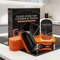 Glass Stove Top Cleaner Kit, 12oz Non-Abrasive Cooktop Cleaner & Polish – No-Scratch Formula, Removes Tough Stains, with Scrubbing Pad, Scraper & Cloth