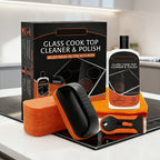 Glass Stove Top Cleaner Kit, 12oz Non-Abrasive Cooktop Cleaner & Polish – No-Scratch Formula, Removes Tough Stains, with Scrubbing Pad, Scraper & Cloth