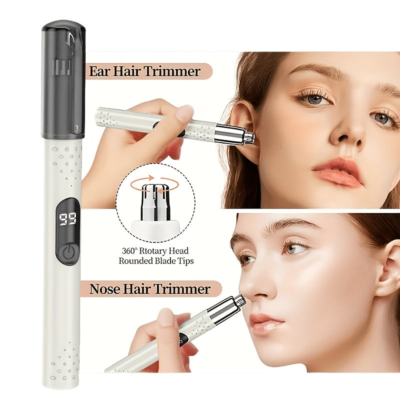 Electric Nose Hair Trimmer USB Rechargeable Unisex - Stainless Steel Painless Trimmer for Nose Ear Eyebrow Hair, Portable Grooming Tool Men Women, Green